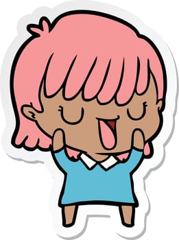 sticker of a cartoon woman vector