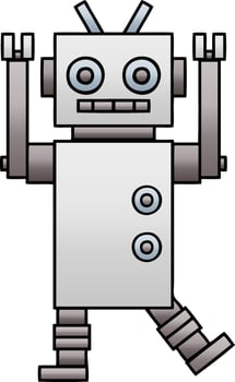 gradient shaded cartoon dancing robot vector