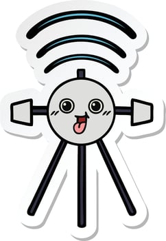 sticker of a cute cartoon satellite vector