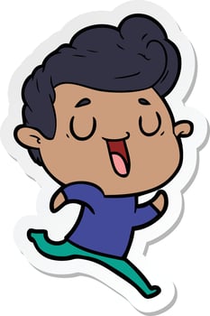 sticker of a happy cartoon man vector