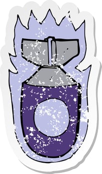 retro distressed sticker of a cartoon bomb vector