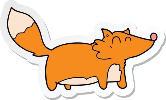 sticker of a fat cartoon fox vector