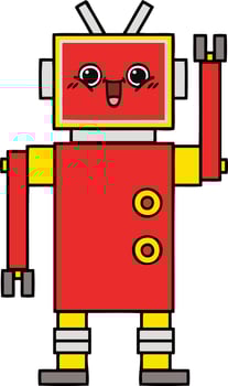 cute cartoon happy robot vector