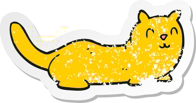 retro distressed sticker of a cartoon cat vector