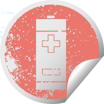 distressed circular peeling sticker symbol electrical battery vector