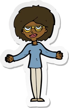 sticker of a cartoon woman wearing spectacles vector