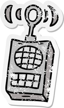 distressed sticker cartoon doodle of a walkie talkie vector