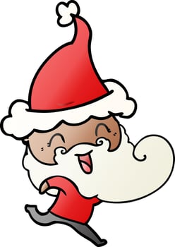 happy bearded man wearing santa hat vector