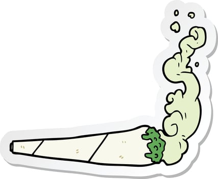 sticker of a cartoon marijuana joint vector