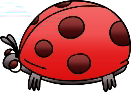 quirky gradient shaded cartoon ladybird vector