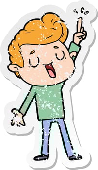 distressed sticker of a happy cartoon man vector
