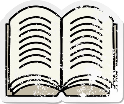 distressed sticker of a cute cartoon open book vector
