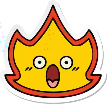 sticker of a cute cartoon fire vector