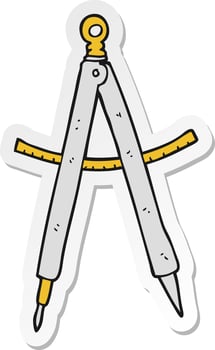 sticker of a cartoon compass vector