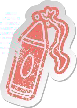 distressed old sticker of a pink crayon vector