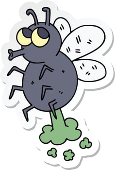 sticker of a quirky hand drawn cartoon fly vector
