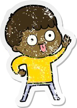 distressed sticker of a cartoon man staring vector