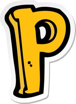 sticker of a cartoon letter P vector