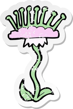 retro distressed sticker of a cartoon flower vector