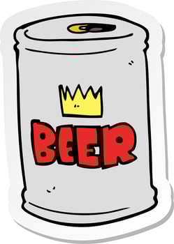 sticker of a cartoon beer can vector