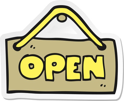 sticker of a cartoon open shop sign vector