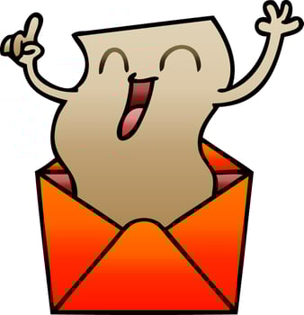 quirky gradient shaded cartoon happy letter vector