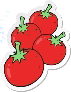 sticker of a cartoon tomato vector