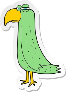 sticker of a cartoon parrot vector