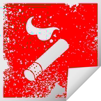 distressed square peeling sticker symbol smoking cigarette vector