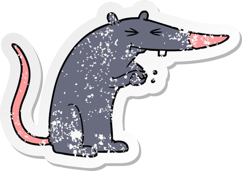 distressed sticker of a cartoon sneaky rat vector