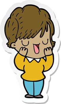 sticker of a cartoon woman talking vector