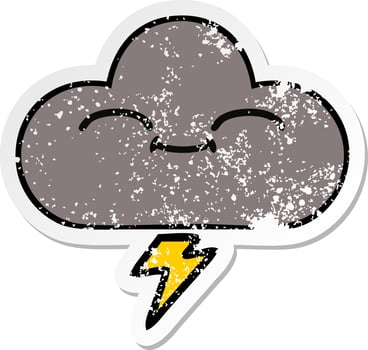 distressed sticker of a cute cartoon storm cloud vector