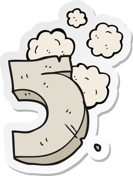 sticker of a cartoon stone number five vector
