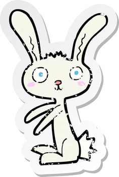 retro distressed sticker of a cartoon rabbit vector