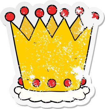 distressed sticker of a cartoon crown vector