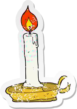 retro distressed sticker of a cartoon old candlestick vector