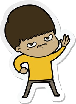 sticker of a angry cartoon boy vector