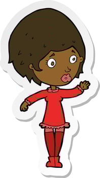 sticker of a cartoon pretty woman vector