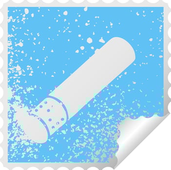 distressed square peeling sticker symbol cigarette stick vector