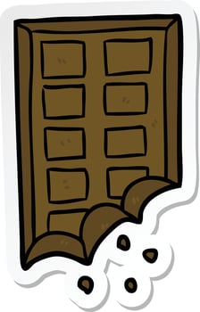 sticker of a cartoon bar of chocolate vector