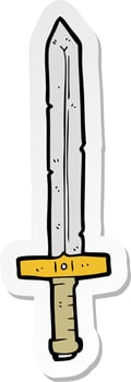 sticker of a cartoon sword vector
