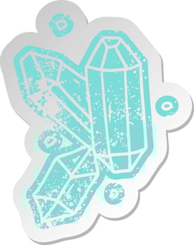 distressed old sticker of crystal gems vector