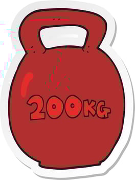 sticker of a cartoon 200kg kettle bell vector