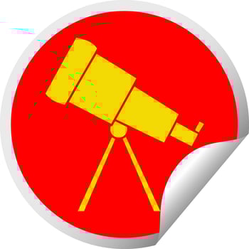 circular peeling sticker cartoon telescope vector