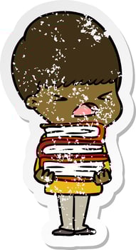 distressed sticker of a cartoon stressed man vector