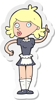sticker of a cartoon surprised maid vector