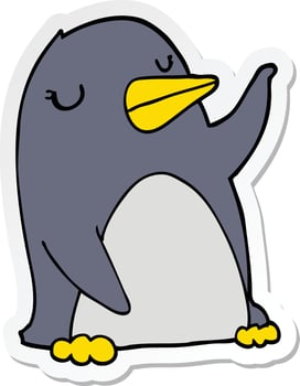 sticker of a cartoon penguin vector