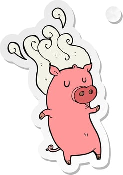 sticker of a smelly cartoon pig vector