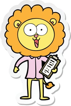 sticker of a happy cartoon lion vector