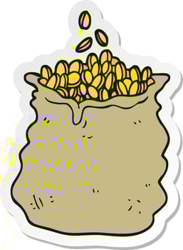 sticker of a cartoon huge bag of money vector